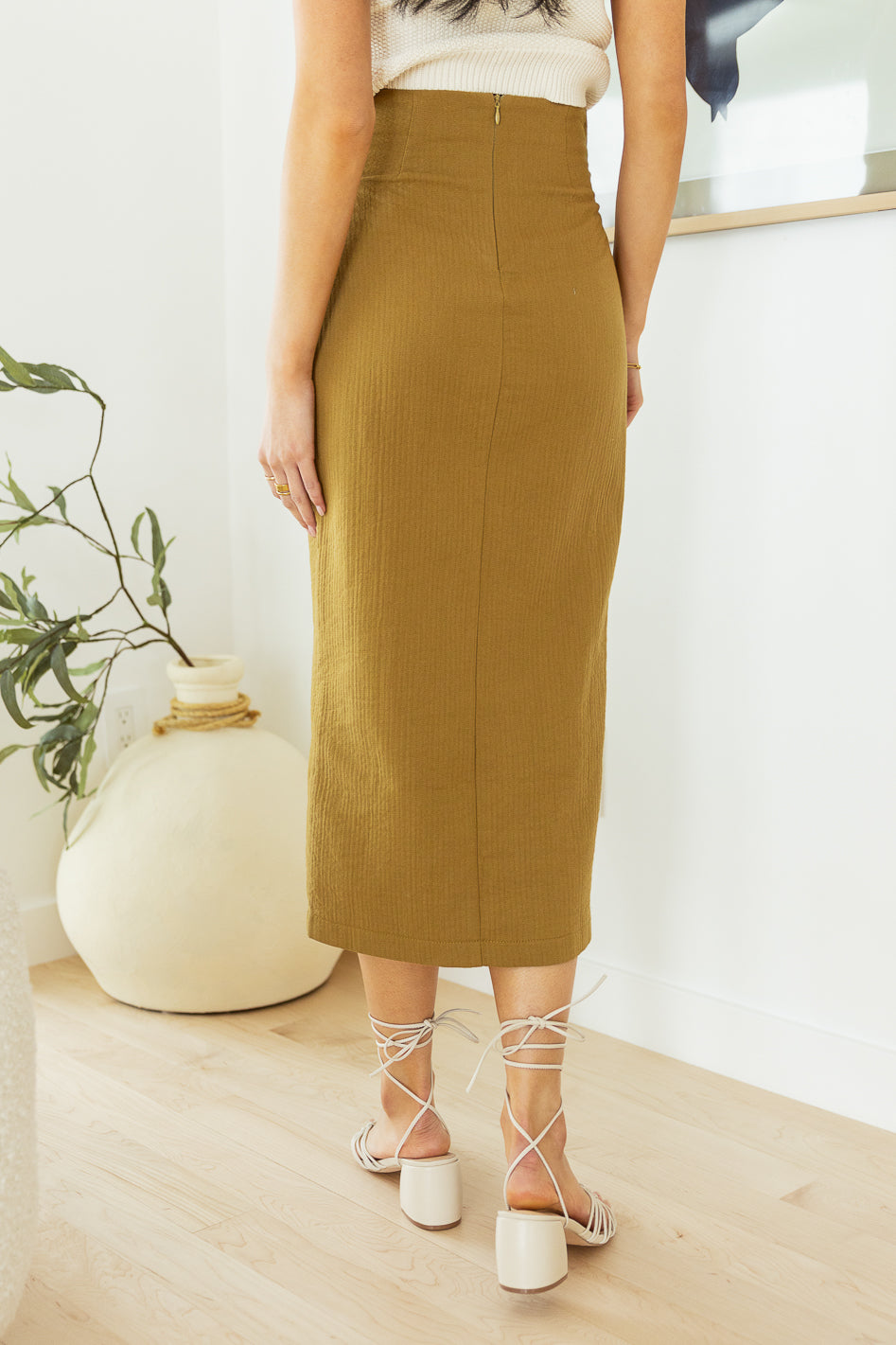 Mustard hotsell ribbed skirt