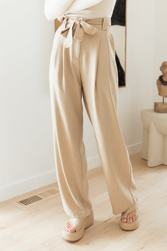 Amelia Wide Leg Trousers in Taupe - FINAL SALE