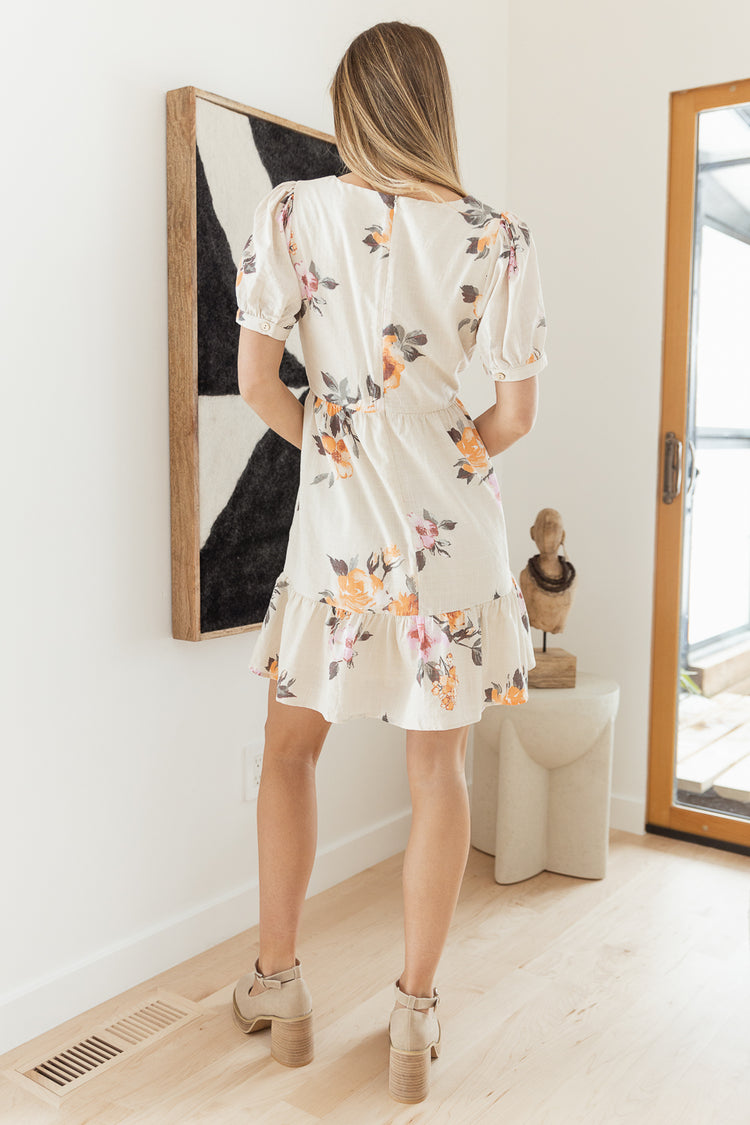 Starling Floral Mini Dress in Natural - FINAL SALE