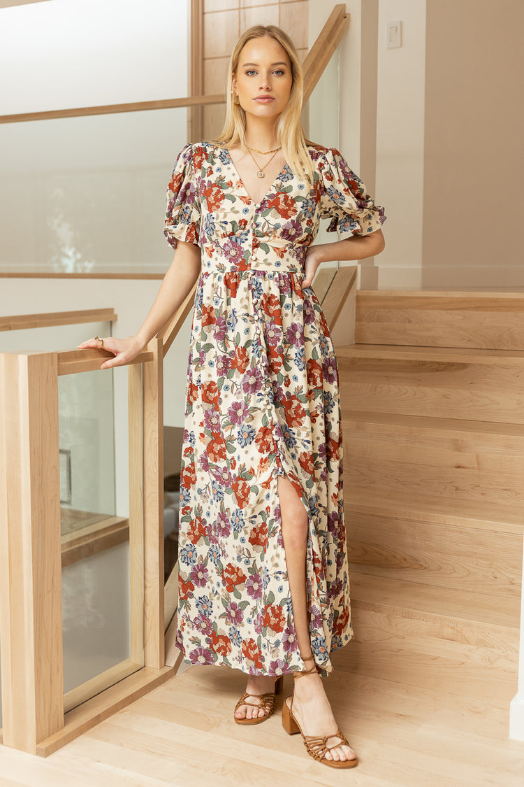 Eliana Floral Maxi Dress in Ivory - FINAL SALE