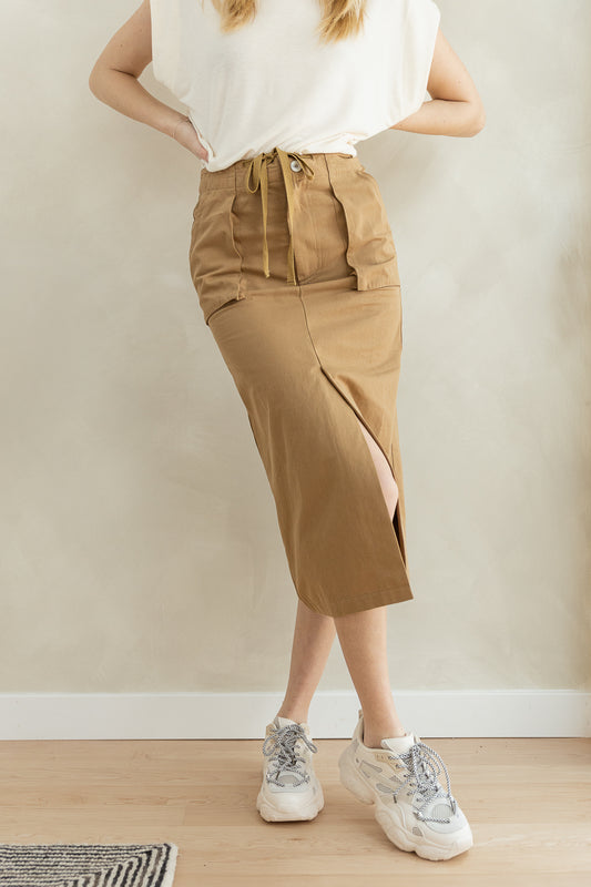 Kylie Midi Skirt in Khaki