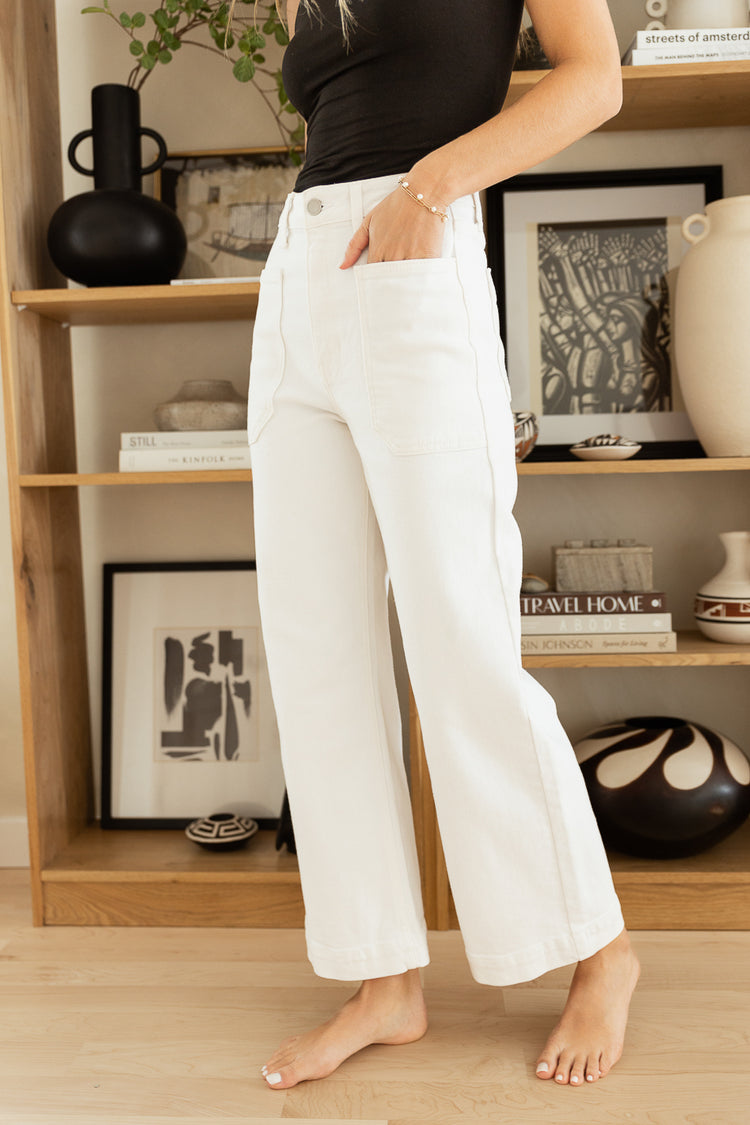 Leila Wide Leg Jeans in White - FINAL SALE