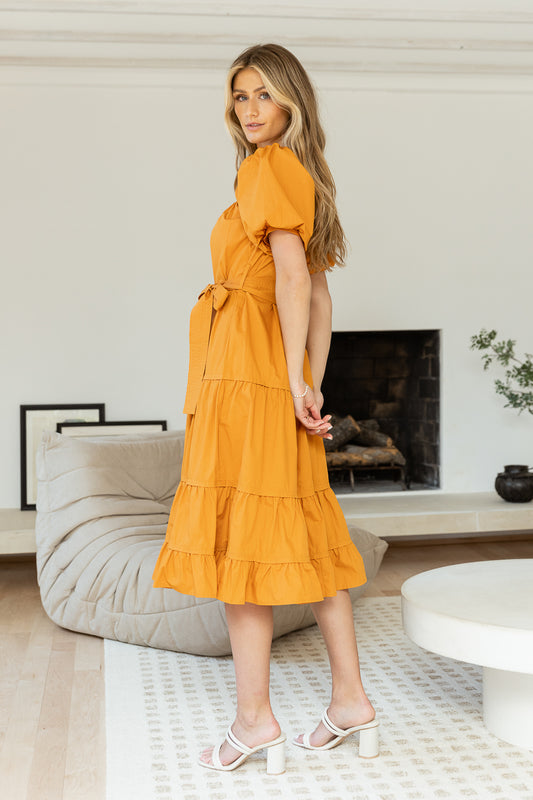 Tropez Midi Dress in Orange - FINAL SALE