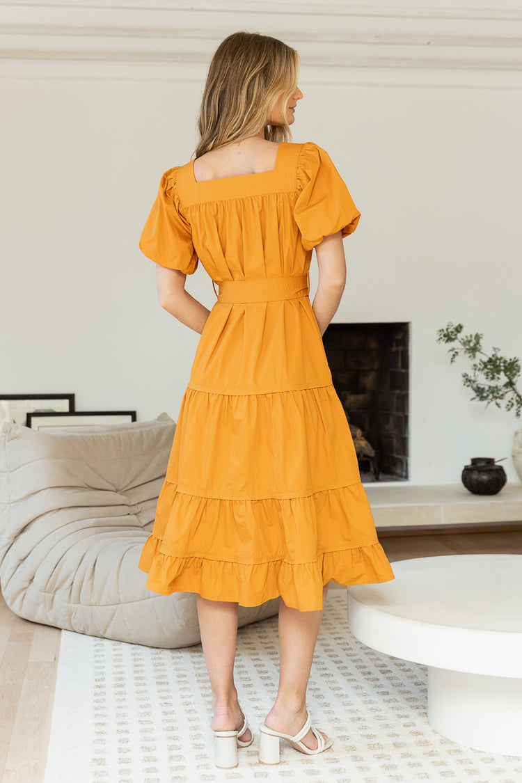 Tropez Midi Dress in Orange - FINAL SALE