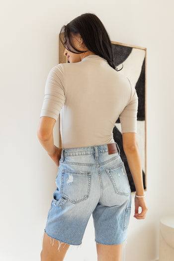 Kaya Mock Neck Bodysuit in Mocha - FINAL SALE