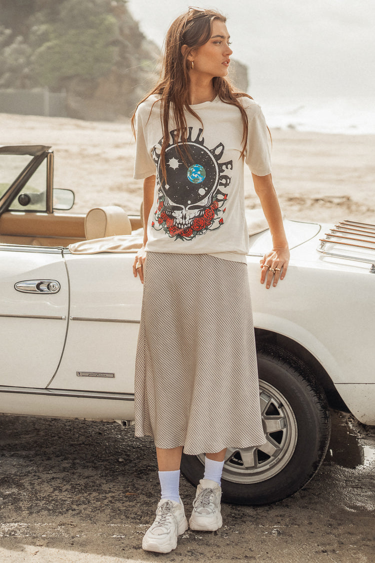 grateful dead graphic tee with satin skirt