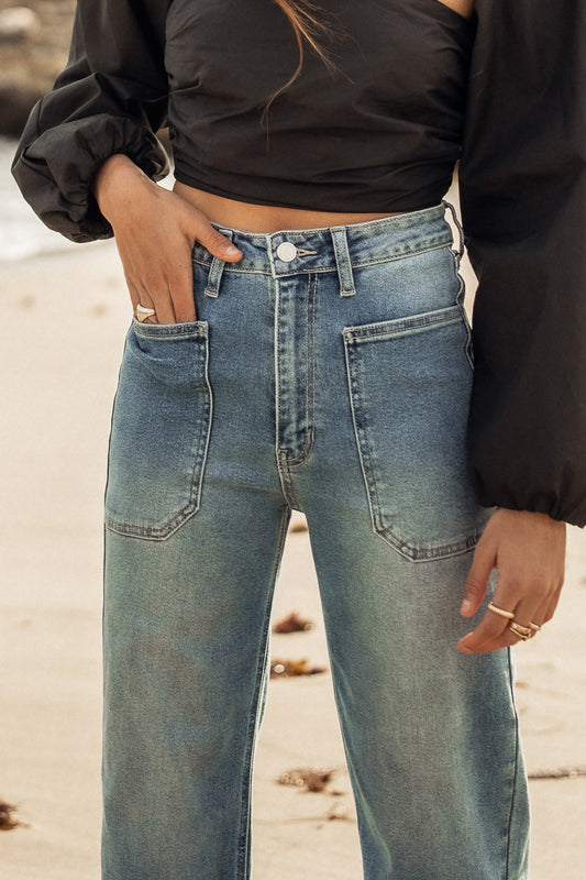 Leila Wide Leg Jeans in Medium Wash - FINAL SALE