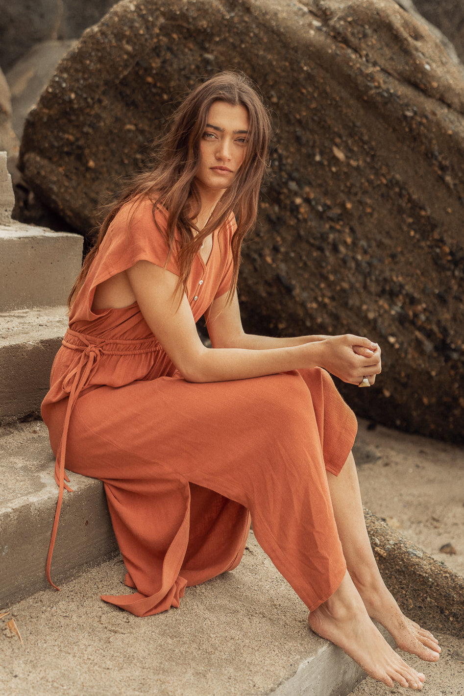 Fern Midi Dress in Terracotta FINAL SALE b hme