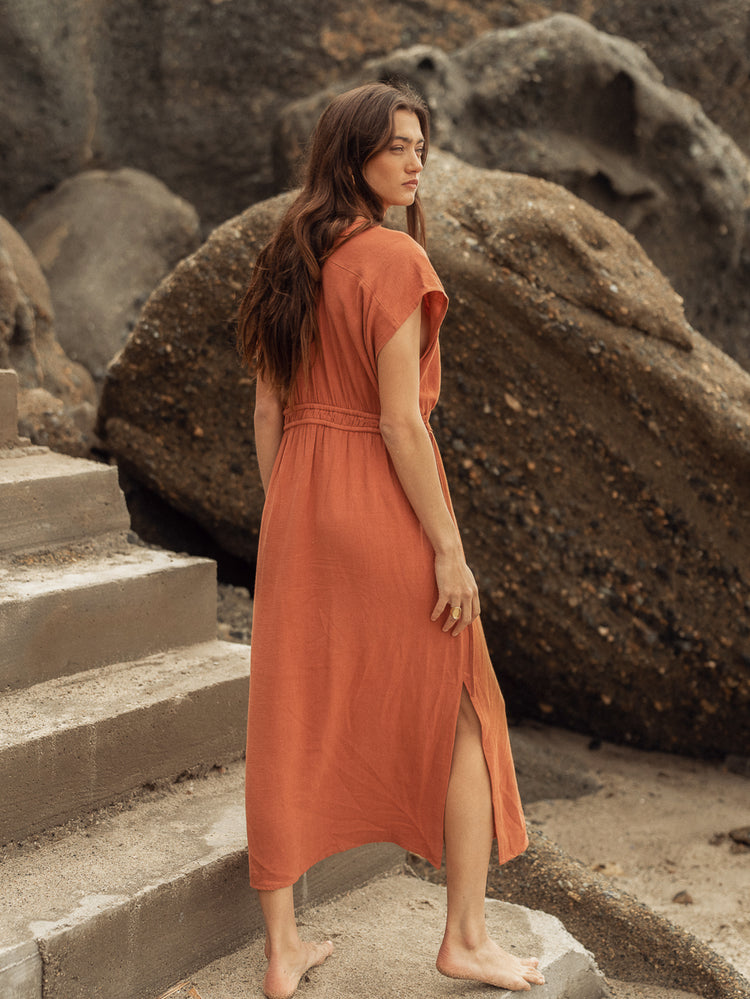 Fern Midi Dress in Terracotta - FINAL SALE
