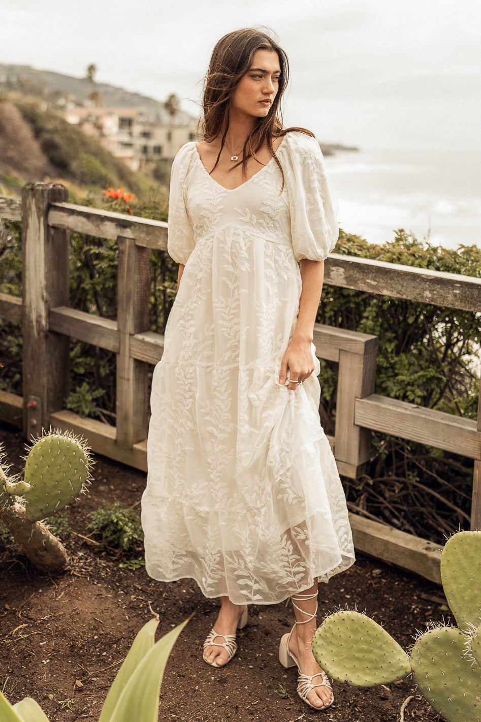 Kay Embroidered Dress in Ivory | böhme