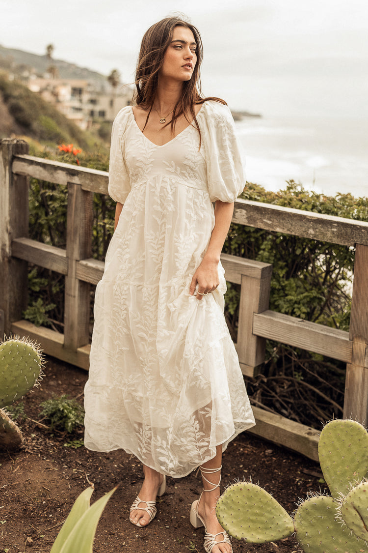 Kay Embroidered Dress in Ivory