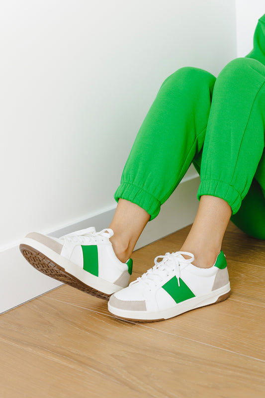 womens green and white sneakers