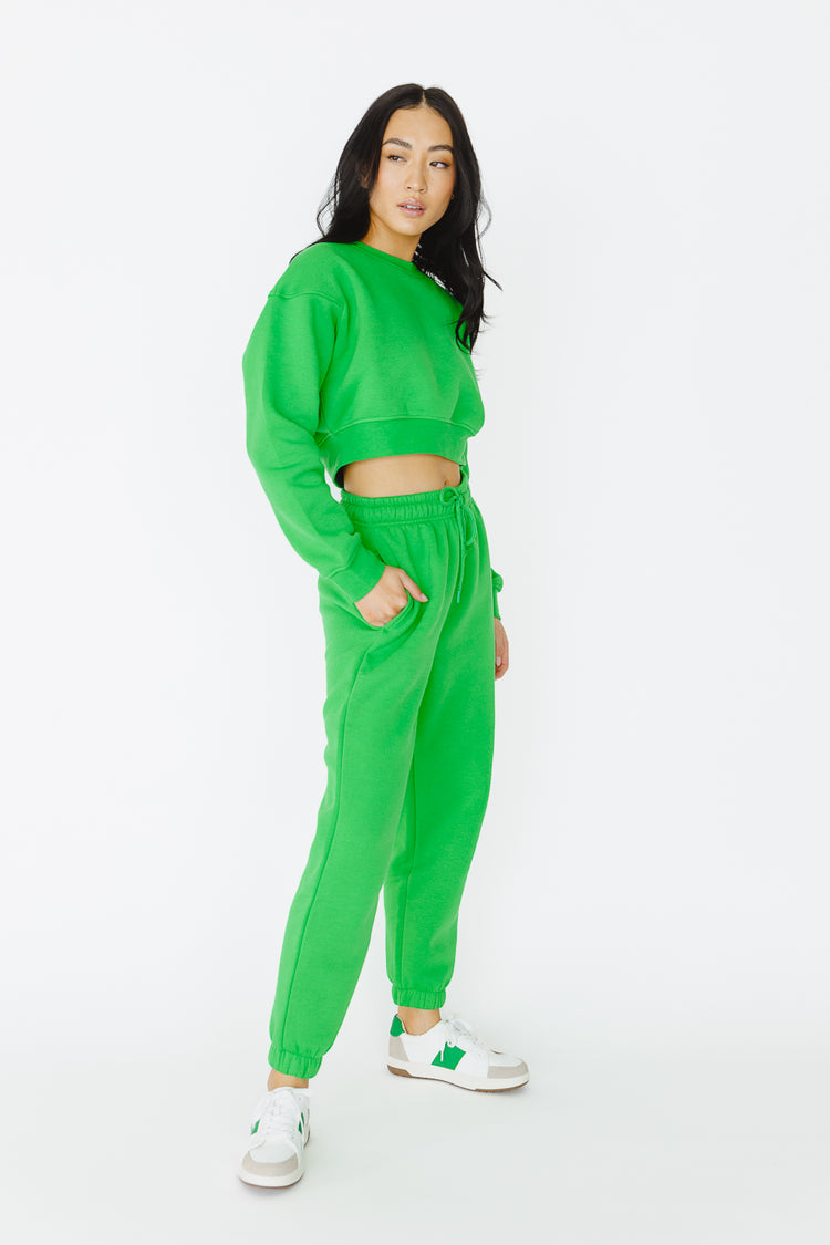 Elastic waist sweatpants in green 