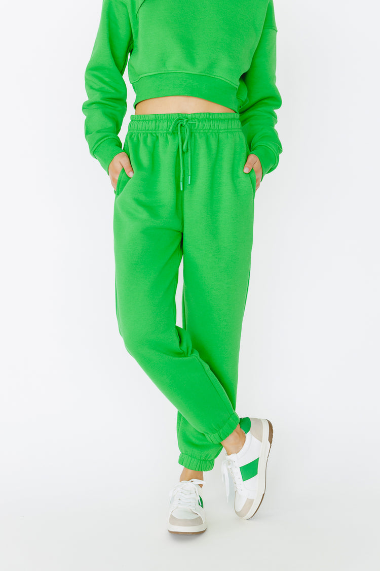 Two hand pockets sweatpants in green 