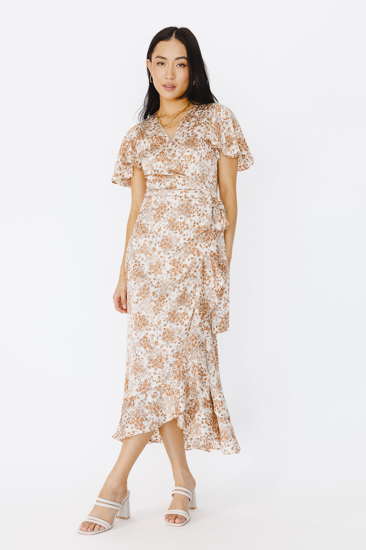 Thea Wrap Dress in Taupe - FINAL SALE