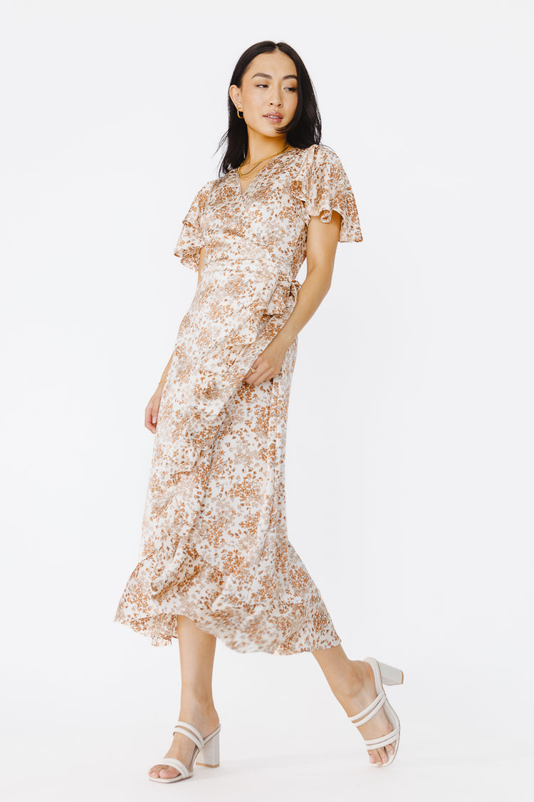Thea Wrap Dress in Taupe - FINAL SALE