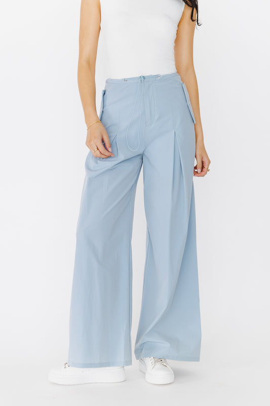 Drea Nylon Pants in Light Blue - FINAL SALE
