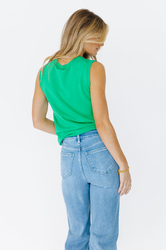 back view of green sweater view