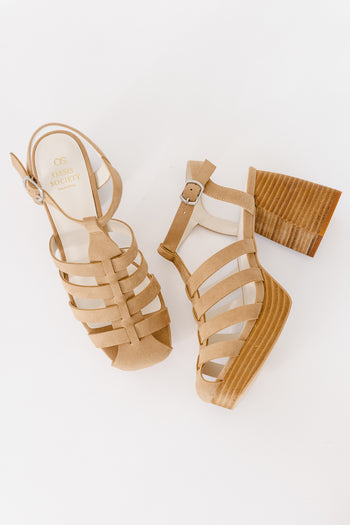Gladiator style platform heels in khaki 