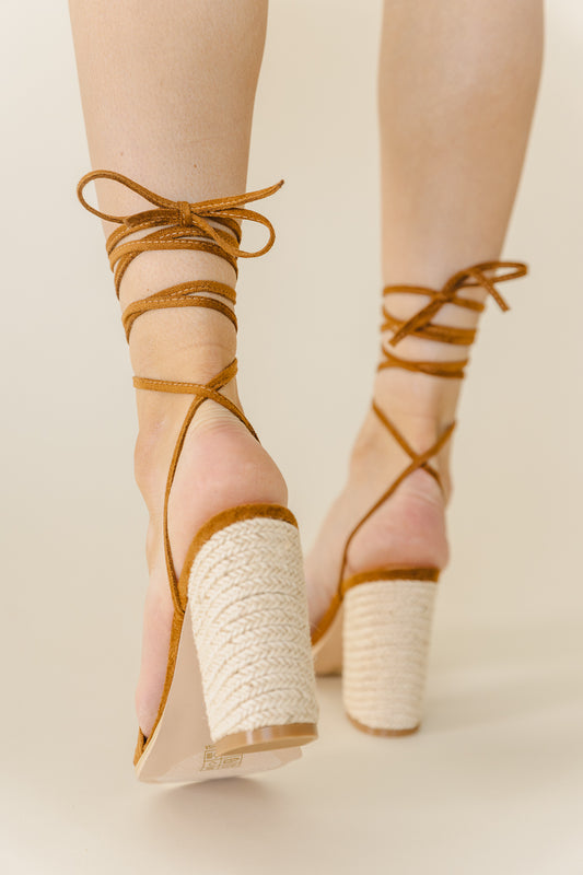 Bianca Lace Up Heel in Camel