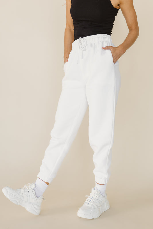 Two hand pockets sweatpants in white 