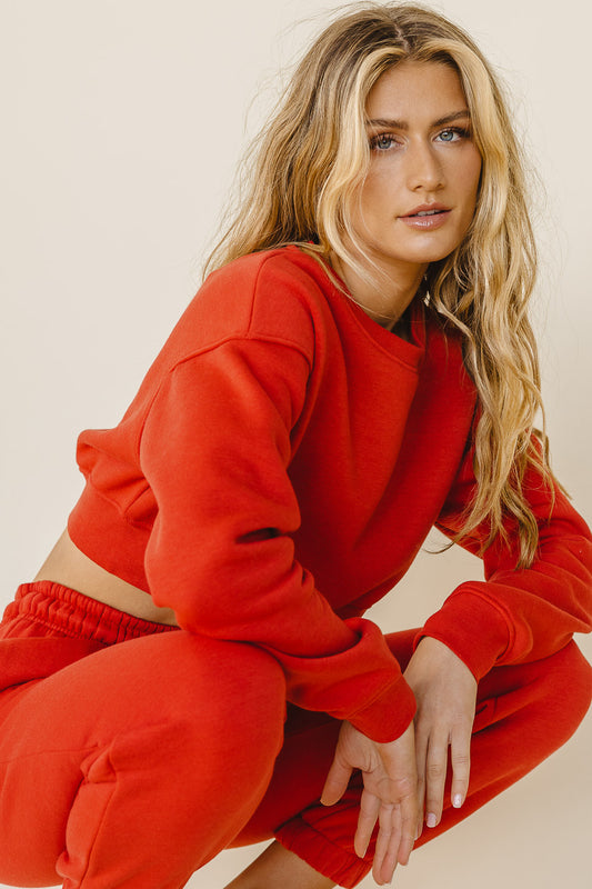 cropped long sleeve red sweater 