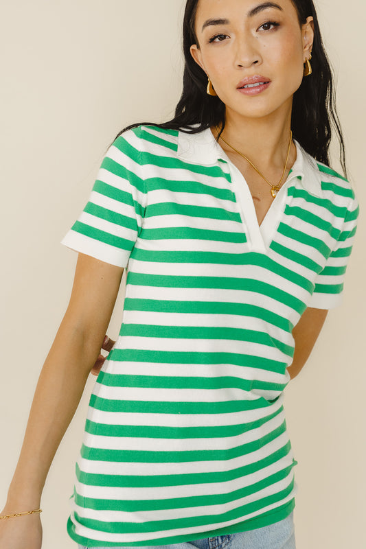 colored striped short sleeve shirt 
