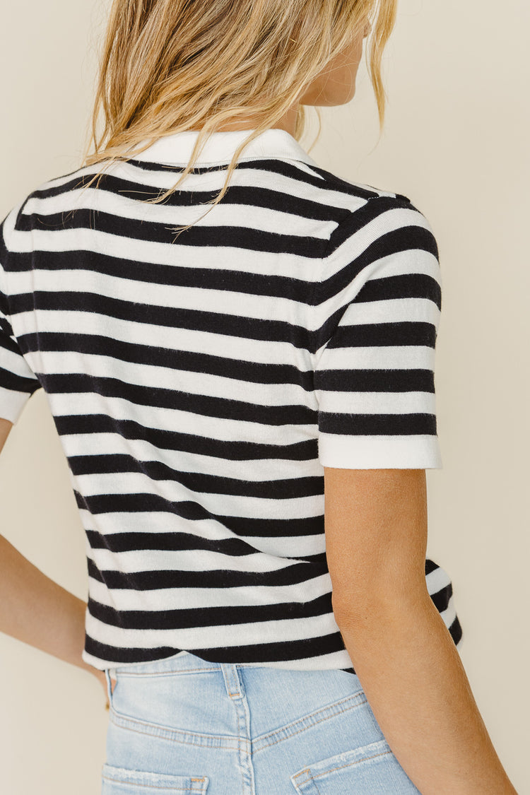 backside of short sleeve shirt with stripes