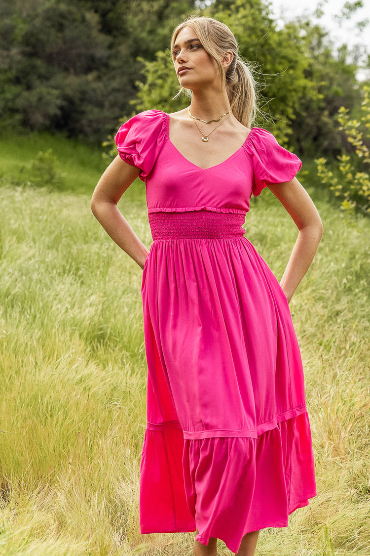 Malia Midi Dress in Pink - FINAL SALE