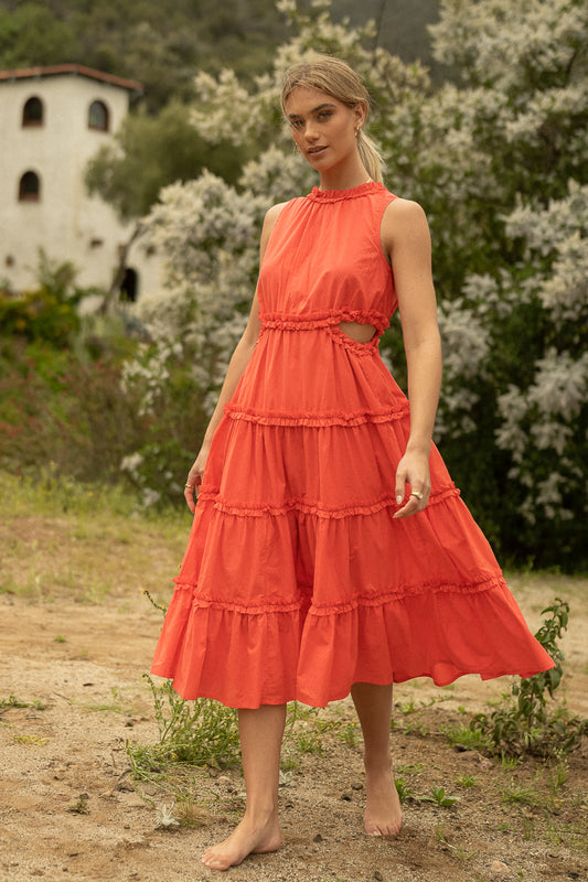 Annie Midi Dress in Red - FINAL SALE