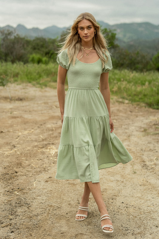 Gemma Midi Dress in Sage - FINAL SALE