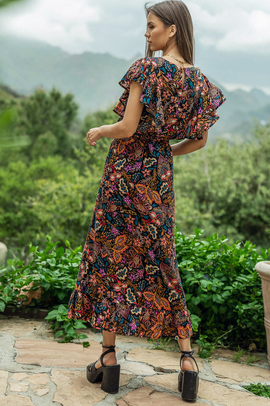 maxi dress with multicolor print
