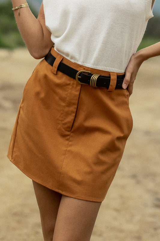 Colson Mini Skirt in Camel - FINAL SALE