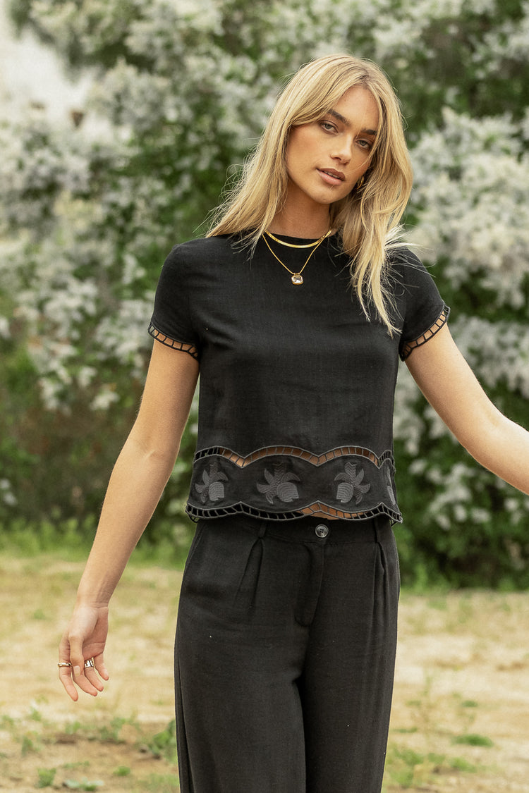 Katniss Embroidered Top in Black - FINAL SALE