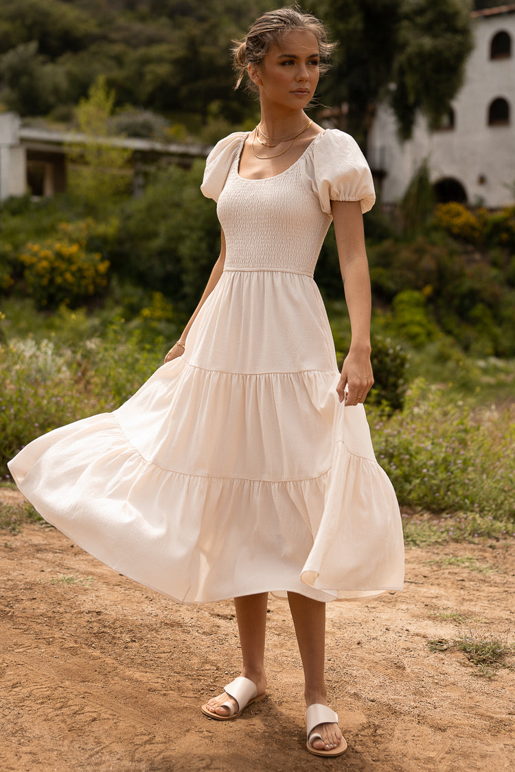 Gemma Midi Dress in Cream - FINAL SALE