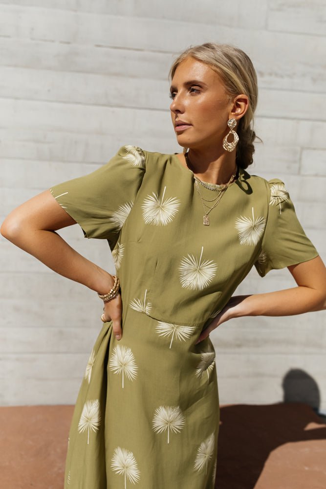 Prudence Midi Dress in Green - FINAL SALE