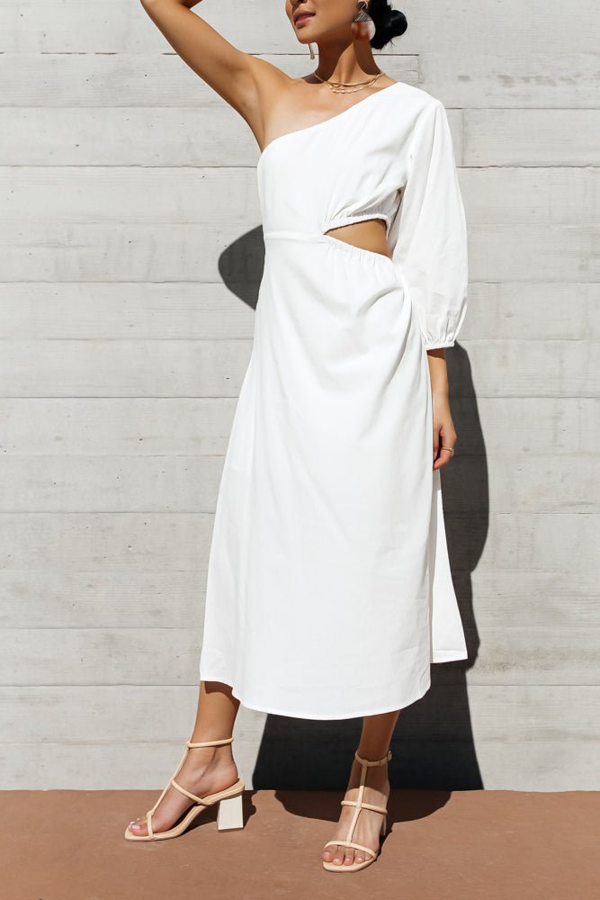 Alizabeth Midi Dress in White- FINAL SALE