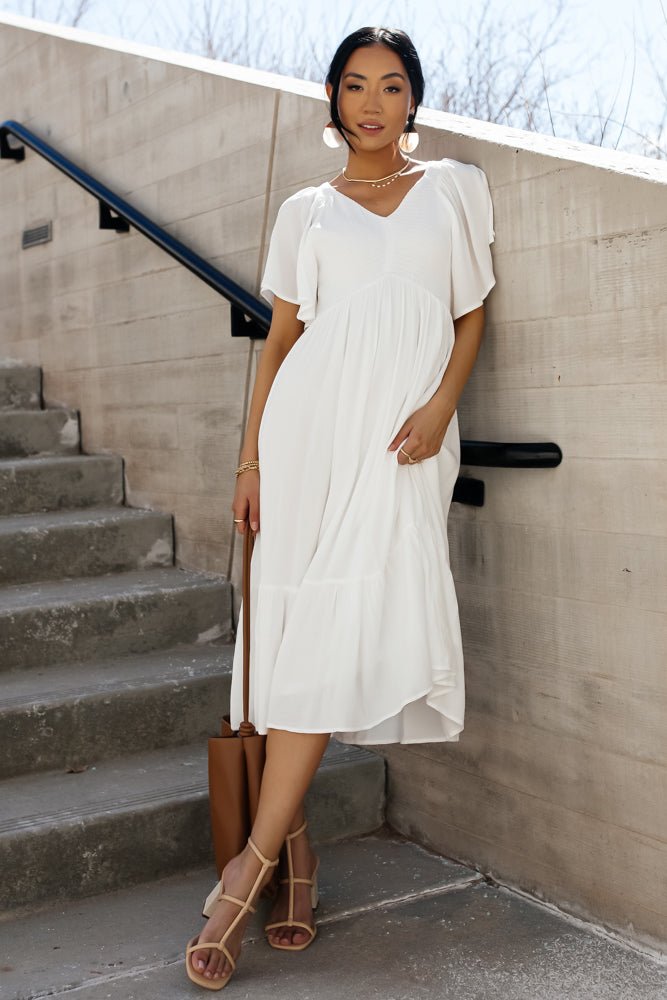 Sasha Midi Dress in Ivory - FINAL SALE