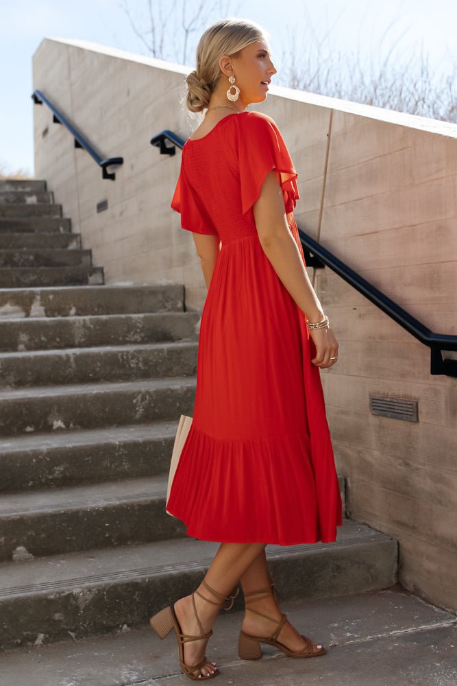 Sasha Midi Dress in Red - FINAL SALE