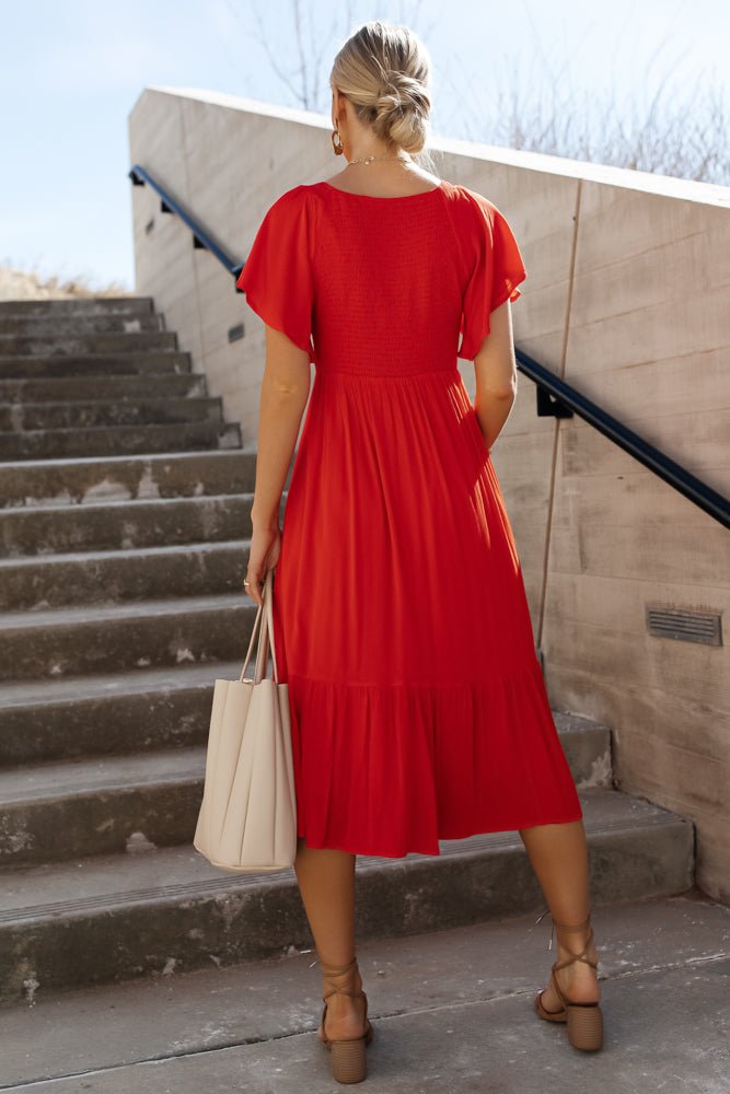 Sasha Midi Dress in Red - FINAL SALE