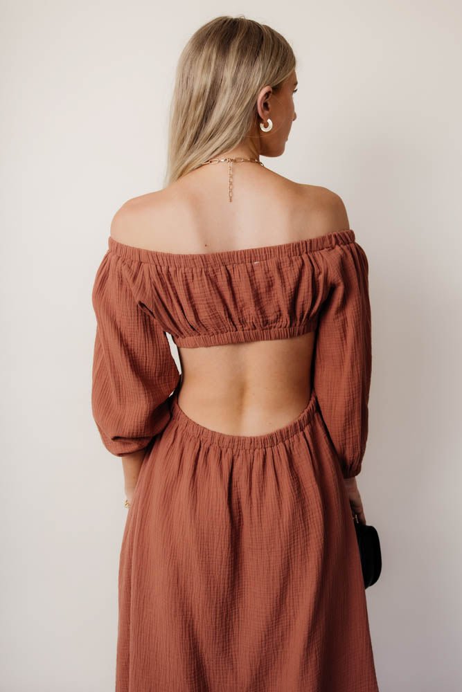 Laurene Midi Dress in Brown - FINAL SALE