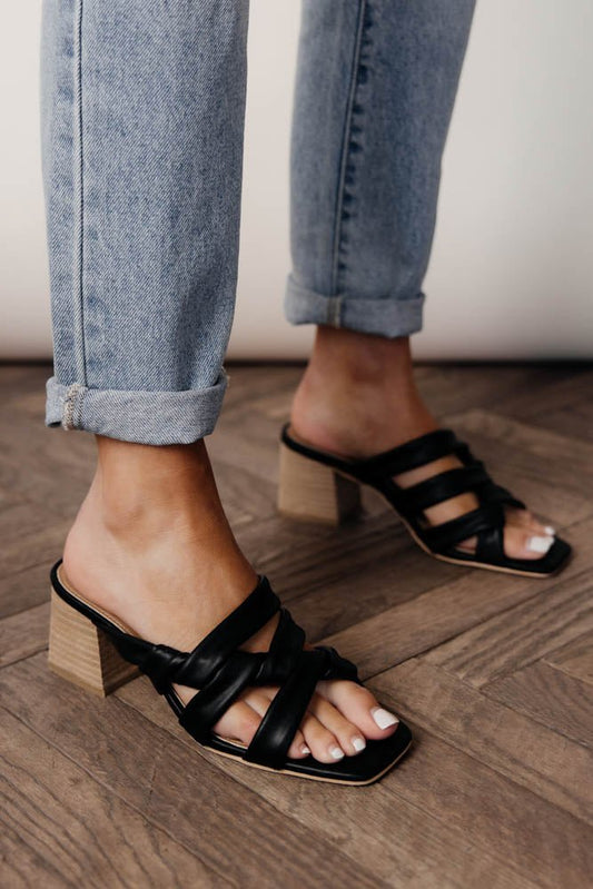 black sandals with block heel