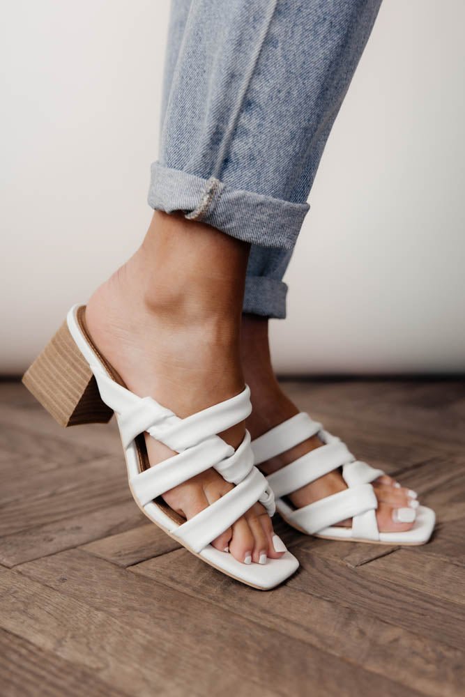 white sandals with bloc heel
