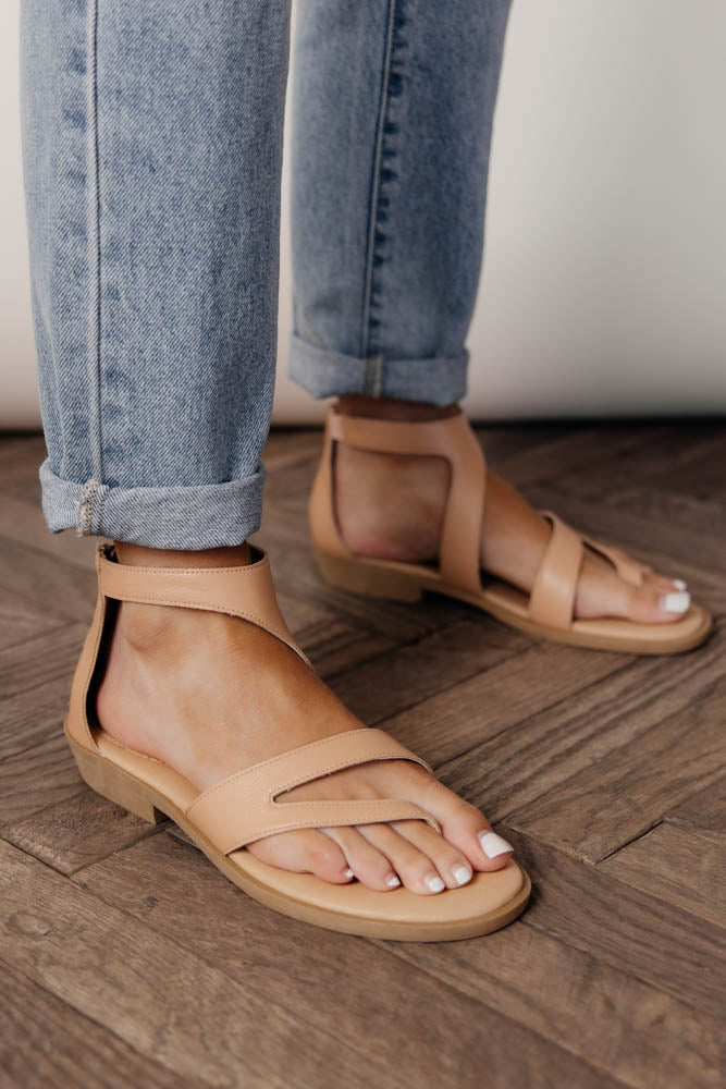 nude sandals with small heel