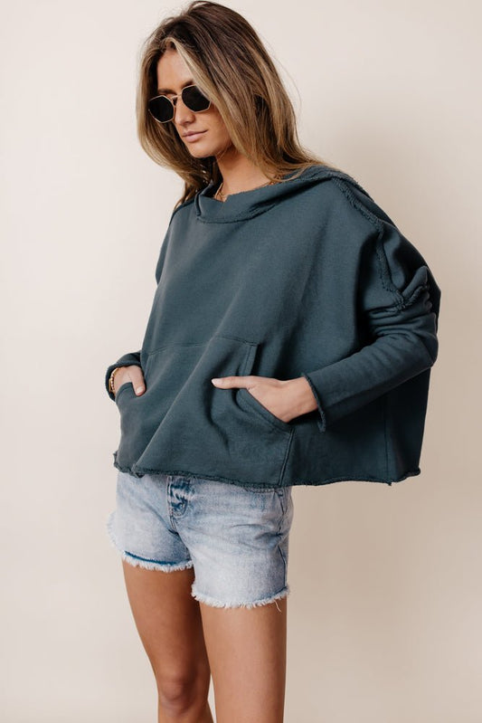 Anderson Cropped Pullover in Teal - FINAL SALE