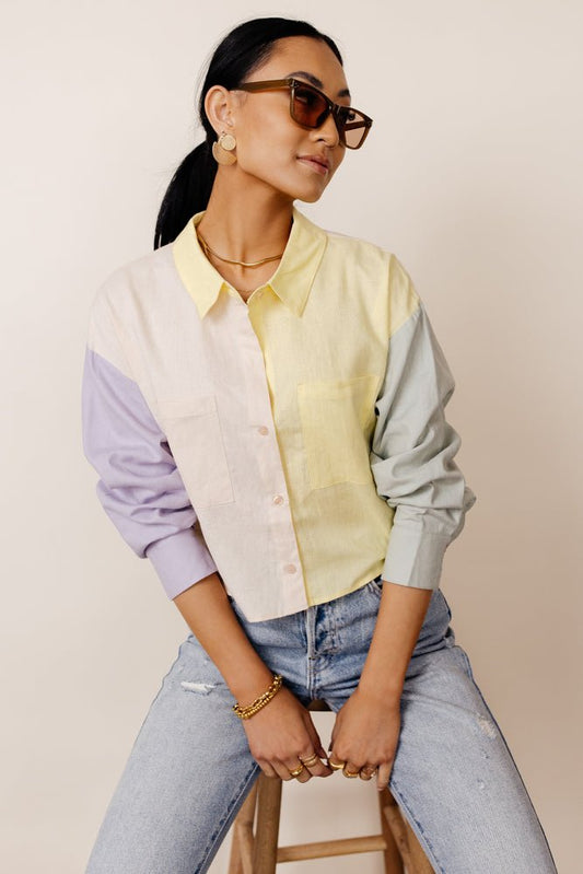 Kailin Button Down Shirt in Blush - FINAL SALE