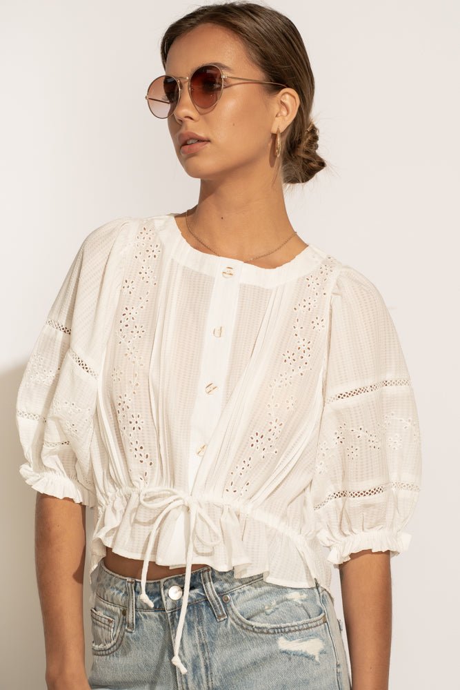 Becca Embroidered Blouse in Yellow - FINAL SALE