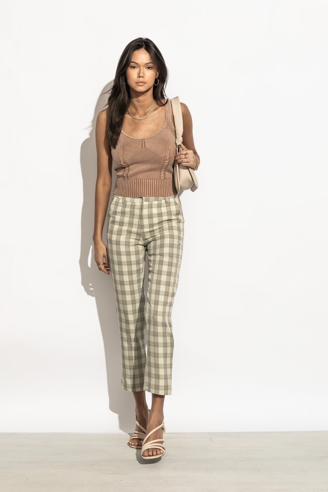 Page Plaid Pants in Green - FINAL SALE