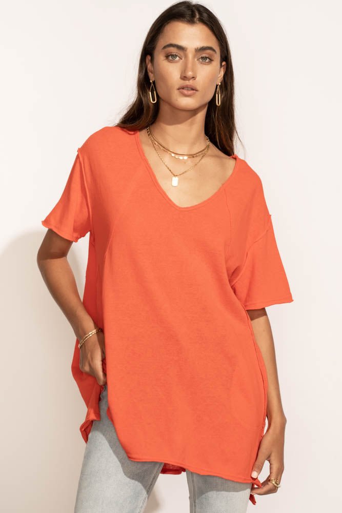 Lola Oversized Tee in Coral - FINAL SALE
