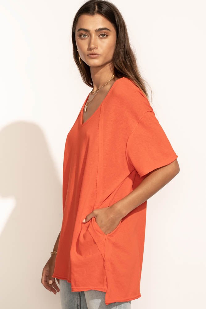 Lola Oversized Tee in Coral - FINAL SALE